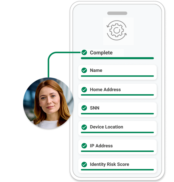 A screenshot of First Advantage's identity product